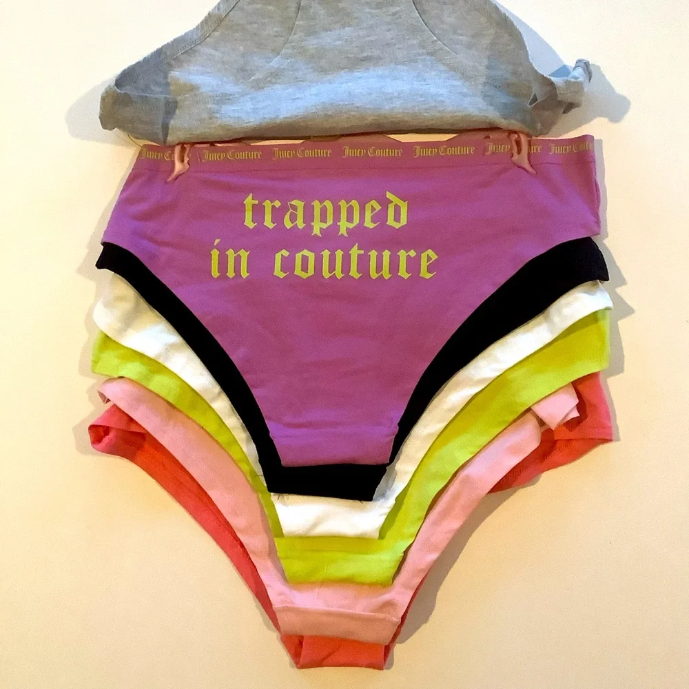Juicy Couture Intimates 7 Pack Logo Panties Multicolor L New - Picture 6 of 9
